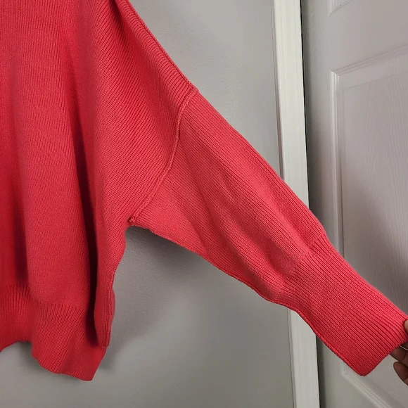 Free People Easy Street Oversized Bright Hot Pink Pullover Crewneck Sweater XL - Picture 4 of 11